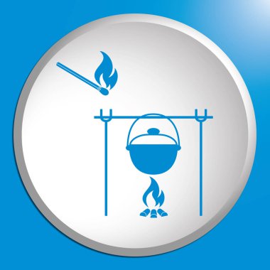 Yangın ve pot simgesi. Vektör çizim