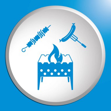 Mangal, kebap ve sosis simgesi. Vektör illustratio