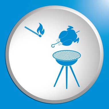 Barbekü ızgara tavuk simgesi olan. Vektör illustratio