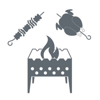 Mangal, kebap ve tavuk. Vektör illustratio