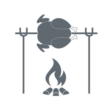 Izgara tavuk simgesi. Vektör illustratio