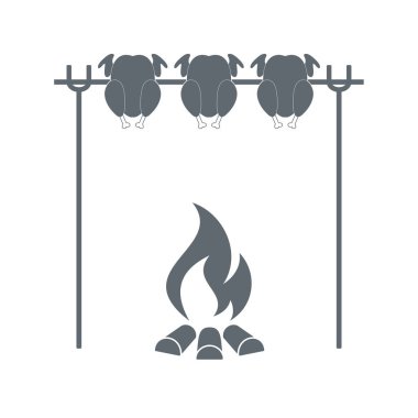 Izgara tavuk simgesi. Vektör illustratio