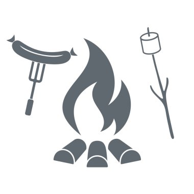 Izgara sosis ve zephyr simgesi. Vektör illustratio