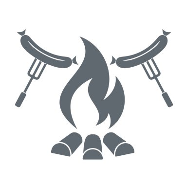 Izgara sosis simgesi. Vektör illustratio