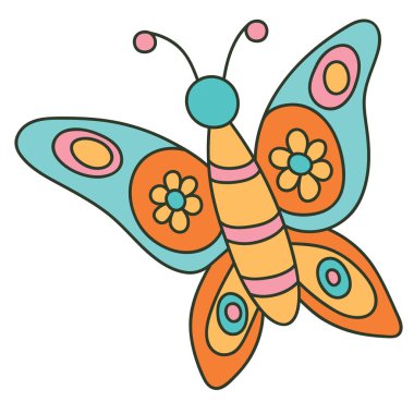 Elle çizilmiş kelebek. Vektör çizim