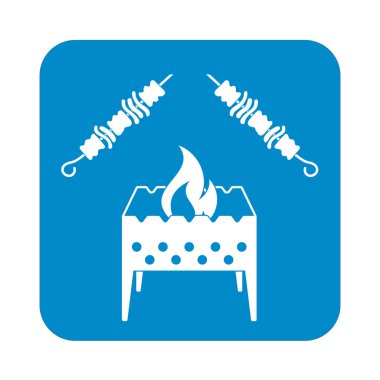 Kebap simgesi olan mangal ızgarası. Vektör illustratio