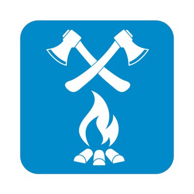 Balta ve kamp ateşi simgesi. Düz vektör illustratio