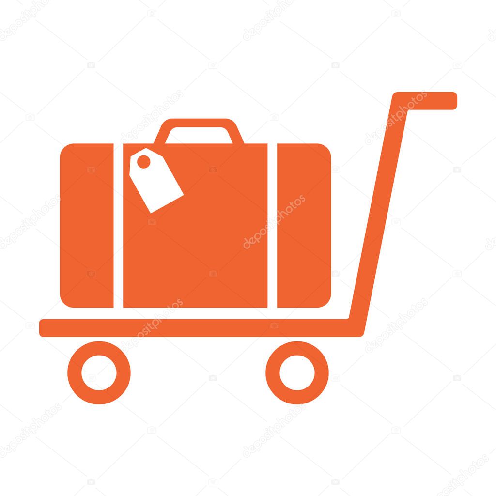 Luggage Trolley flat icon vector illustration