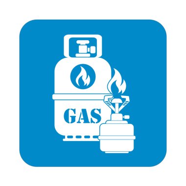Kamp ocağı gaz şişesi simge vektör ile. Vektör çizim
