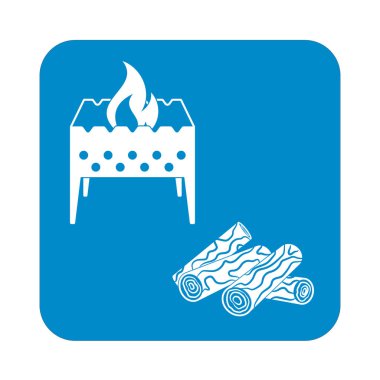 Mangal ve yakacak odun simgesi. Vektör illustratio