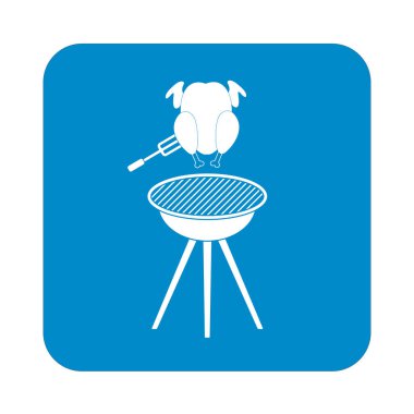 Barbekü ızgara tavuk simgesi olan. Vektör illustratio