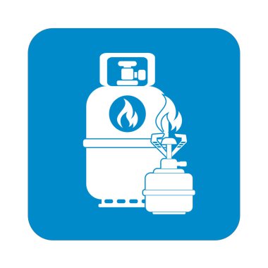 Kamp gaz şişesi simgesi. Düz simgesi izole. Vektör illustratio