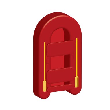 Şişme tekne kürek basit 3d simgesi ile izole