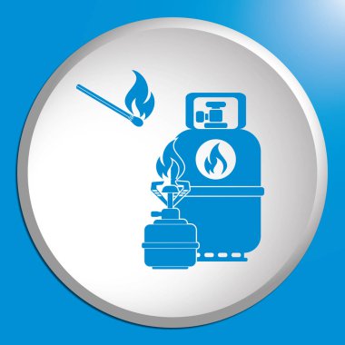 Kamp ocağı gaz şişesi simge vektör ile. Vektör çizim