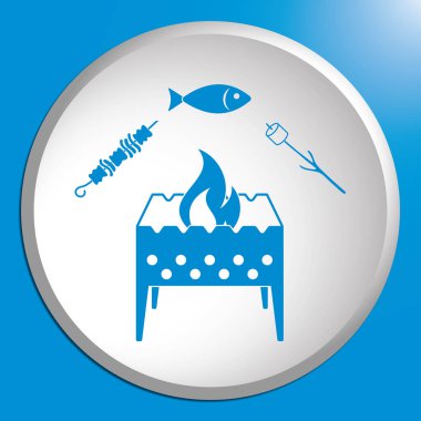 Izgara balık, Zephyr'i ve Kebap simgesi. Vektör illustratio