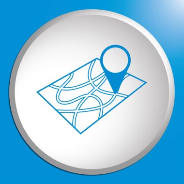 Harita simgesine işaret et. Vektör illüstrasyonu