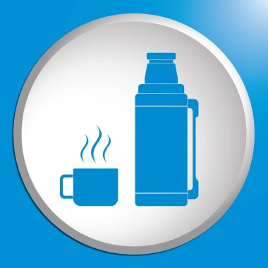 Kamp ve ekipman hiking, termos konteyner simgesi. Vektör illustratio