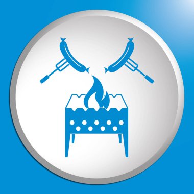 Mangal ve sosis simgesi. Vektör illustratio