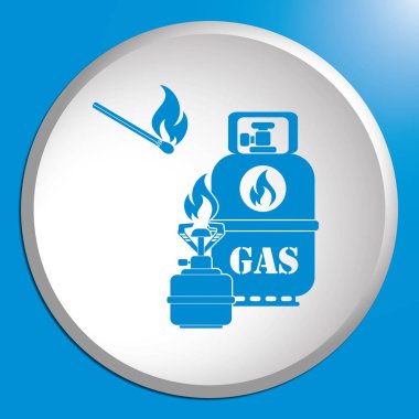Kamp ocağı gaz şişesi simge vektör ile. Vektör çizim