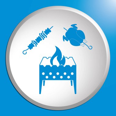 Mangal, kebap ve tavuk. Vektör illustratio