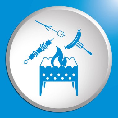 Mangal, Zephyr'i, kebap ve sosis simgesi. Vektör illustratio