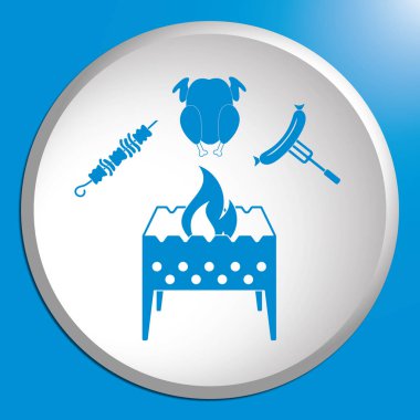 Mangal, kebap, chicen ve sosis simgesi. Vektör illustratio