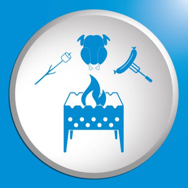 Mangal, Zephyr'i chicen ve sosis simgesi. Vektör illustratio