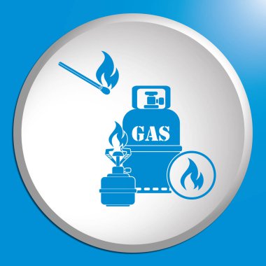 Kamp ocağı gaz şişesi simge vektör ile. Vektör çizim
