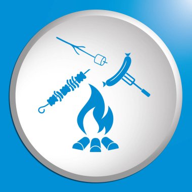 Izgara sosis, Zephyr'i ve Kebap simgesi. Vektör illustratio