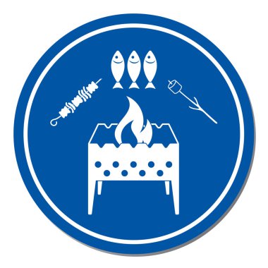 Mangal zephyr, kebap ve balık simgesi. Vektör illustratio