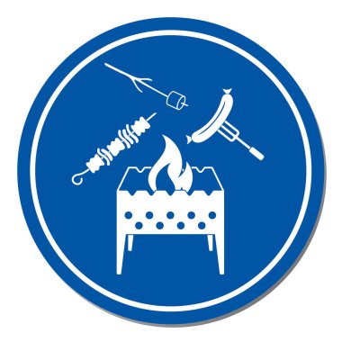 Mangal, Zephyr'i, kebap ve sosis simgesi. Vektör illustratio