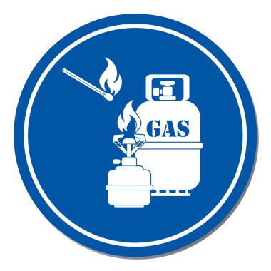 Kamp ocağı gaz şişesi simge vektör ile. Vektör çizim