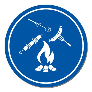 Izgara sosis, Zephyr'i ve Kebap simgesi. Vektör illustratio