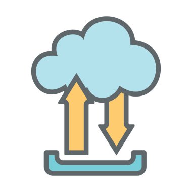 Bulut upload download düz simgesini işaret logo. Vektör çizim
