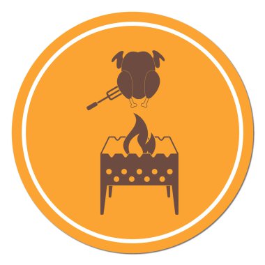 Mangal şiş ve tavuk simgesi. Vektör illustratio