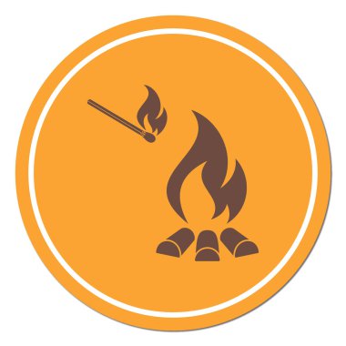 Kamp ateşi siluet simge. Vektör illustratio