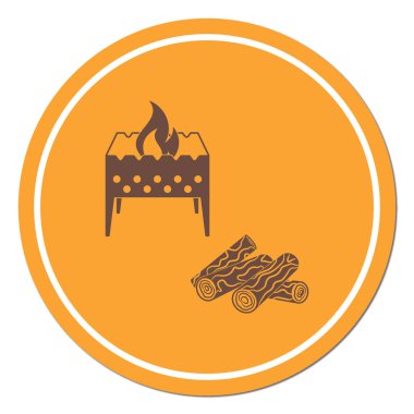 Mangal ve yakacak odun simgesi. Vektör illustratio