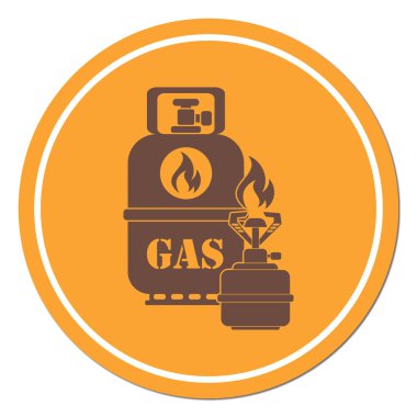 Kamp ocağı gaz şişesi simgesi olan. Vektör çizim