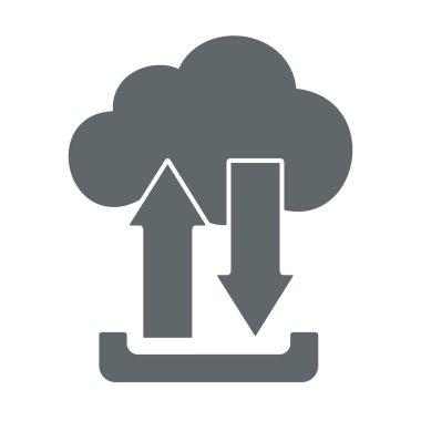Bulut upload download düz simgesini işaret logo. Vektör çizim