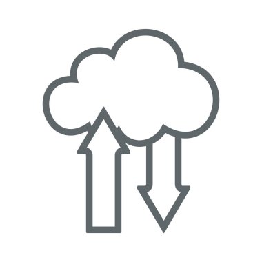 Bulut upload download düz simgesini işaret logo. Vektör çizim