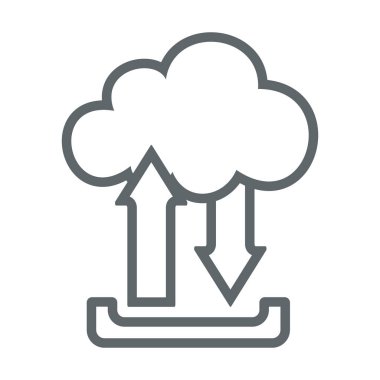 Bulut upload download düz simgesini işaret logo. Vektör çizim