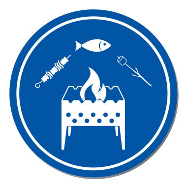 Izgara balık, Zephyr'i ve Kebap simgesi. Vektör illustratio