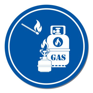 Kamp ocağı gaz şişesi simge vektör ile. Vektör çizim