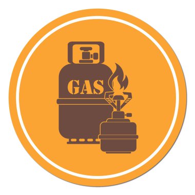Kamp ocağı gaz şişesi simge vektör ile. Vektör çizim