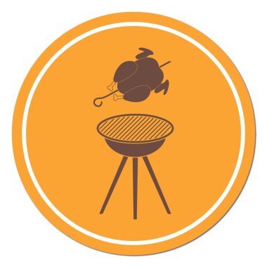 Izgara tavuk simgesi. Vektör illustratio