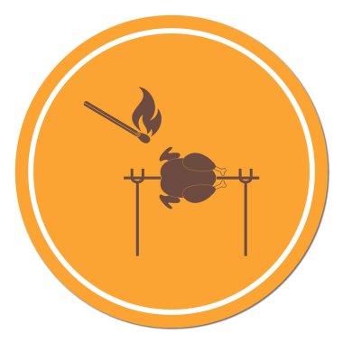 Izgara tavuk simgesi. Vektör illustratio