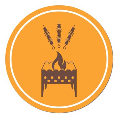 Kebap simgesi olan mangal ızgarası. Vektör illustratio