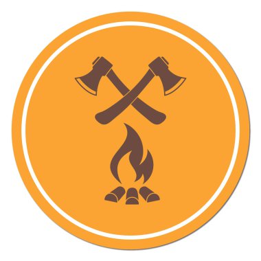 Balta ve kamp ateşi simgesi. Düz vektör illustratio