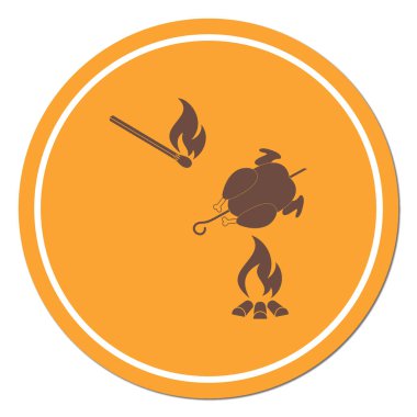 Izgara tavuk simgesi. Vektör illustratio