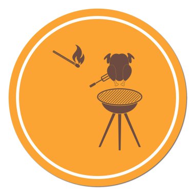 Izgara tavuk simgesi. Vektör illustratio